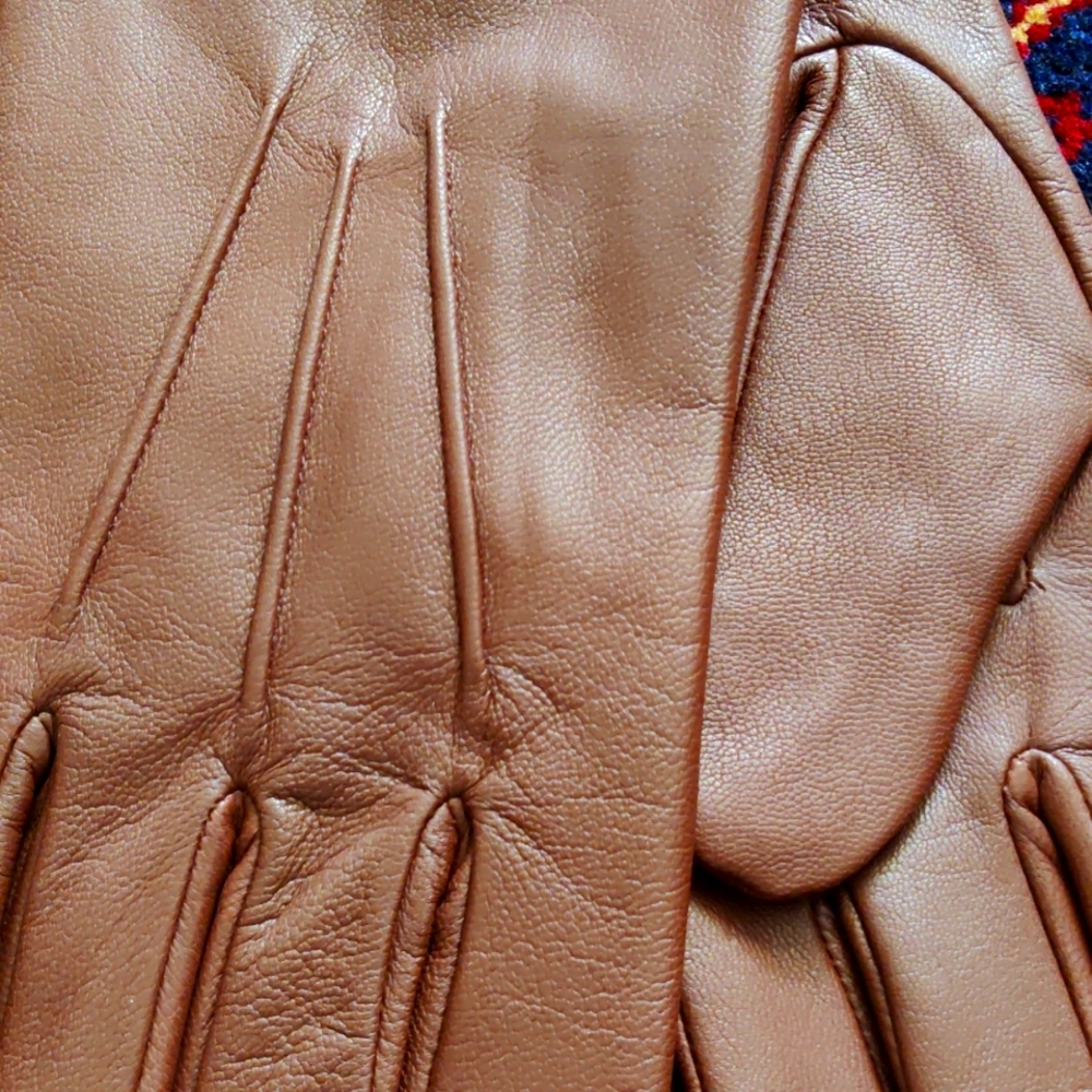 Brown leather gloves